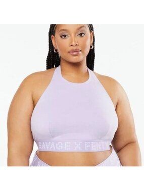 Savage X Fenty Lavender Halter Bralette Logo Band Size 3XL